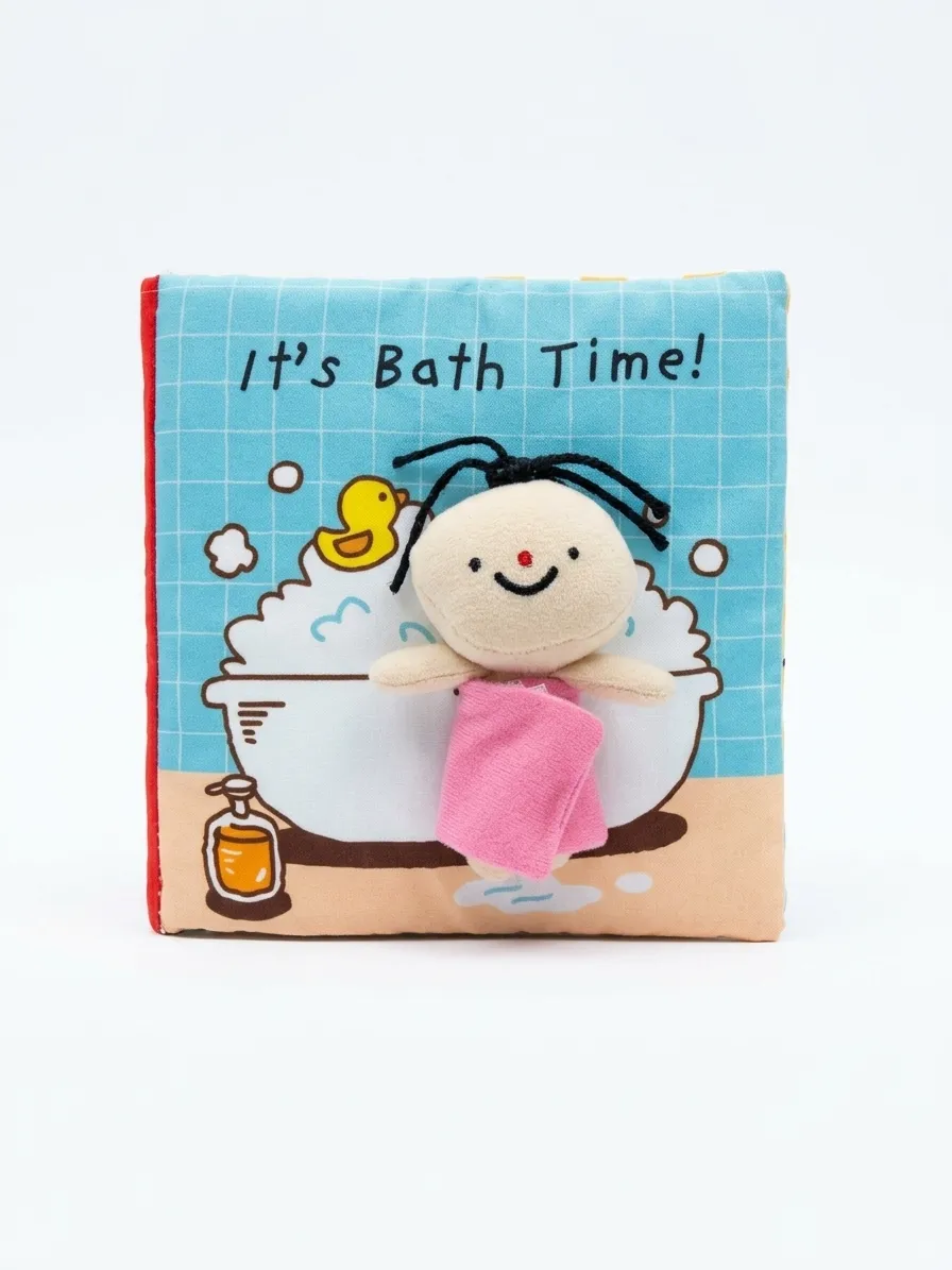 كتاب قماشي تفاعلي لتعويد الطفل على الاستحمام "It's Bath Time" مع دمية